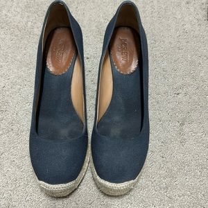 J. Crew Navy Espadrille Wedges Size 9